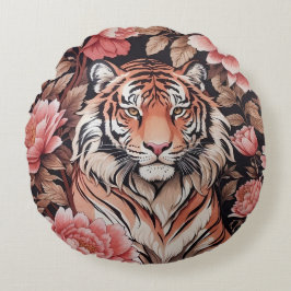 Cojín Redondo Flores rosadas del tigre mesmerizadoras