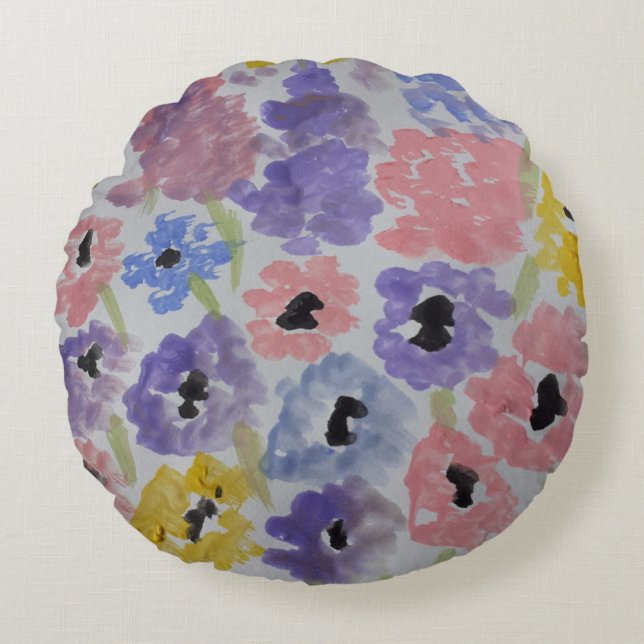 Cojín Redondo Flores salvajes de verano (Anverso)
