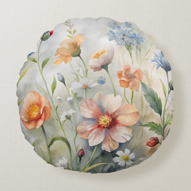 Cojín Redondo Flores silvestres (Anverso)