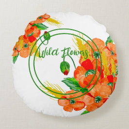 Cojín Redondo Flores silvestres acuarela