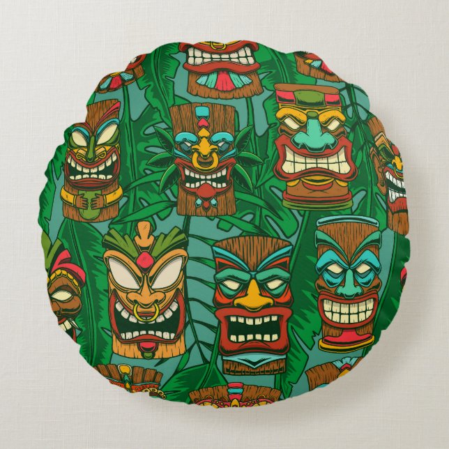 Cojín Redondo Flores silvestres acuarela: coloridas sin foco (Anverso)