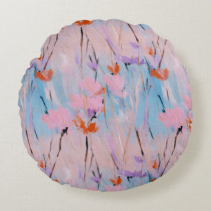 Cojín Redondo Flores silvestres en acuarela pastel
