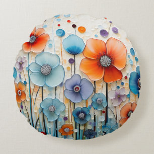Cojín Redondo Flores silvestres encantadas de Meadow