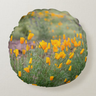 Cojín Redondo flores silvestres hermosas y aromáticas que crecen