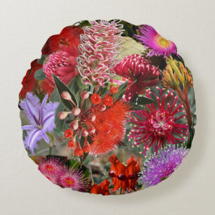 Cojín Redondo Flores Silvestres Nativas Australianas