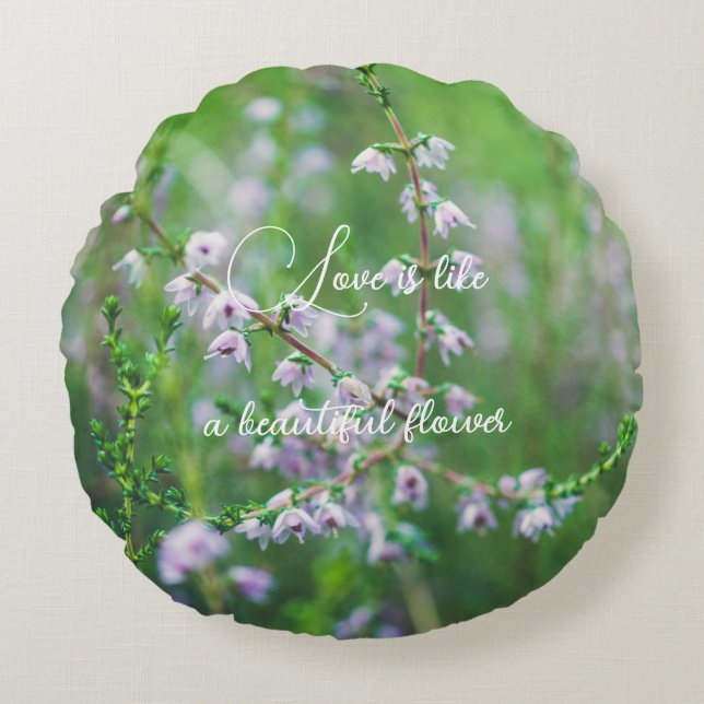 Cojín Redondo Flores violetas delgadas (Anverso)