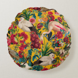 COJÍN REDONDO FLORES Y AVES XVIII