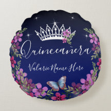 Flores y mariposa Quinceanera Azul