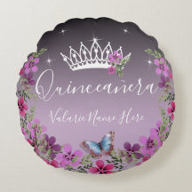 Flores y mariposa Quinceanera Purple