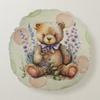 Flores Y Polkadots De Lavanda De Oso Marrón