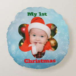 Cojín Redondo Flower Shape My 1st Christmas Photo