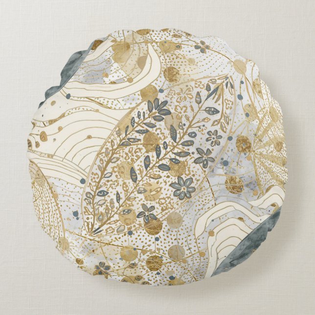 Cojín Redondo Flowers and leaves combination with lovely Pattern (Anverso)