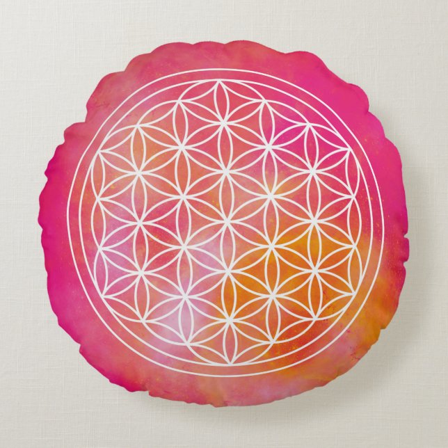 Cojín Redondo Flowers of life (Anverso)