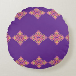Cojín Redondo Flowers on Purple Round Pillow