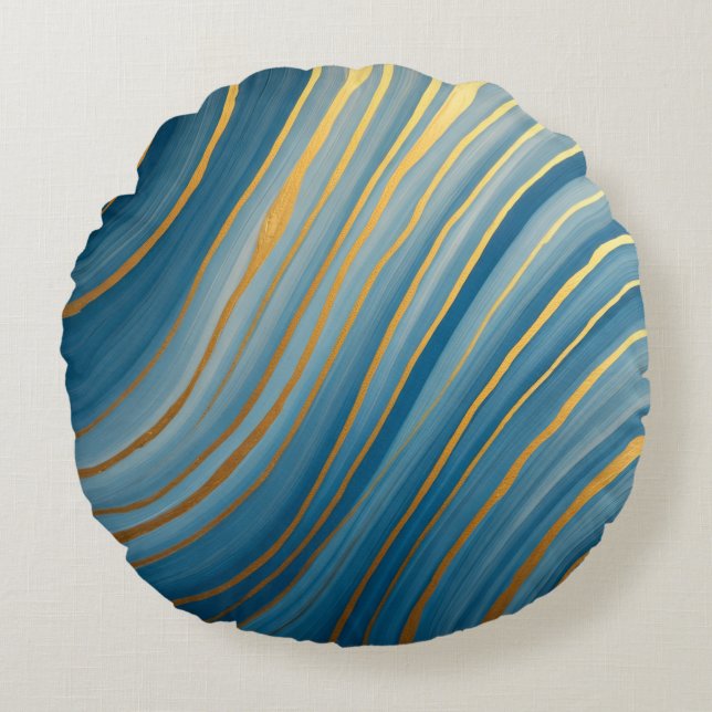 Cojín Redondo "Flujo de Oro Oceánico (Anverso)