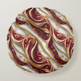 Cojín Redondo Flujo de oro y mármol de Borgoña