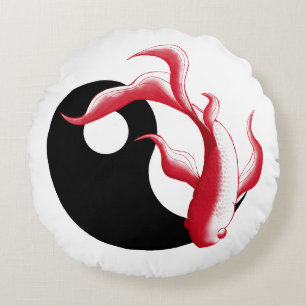 Cojín Redondo Flujo Marcial Sticker Abstracto YinYang de Arte Ma