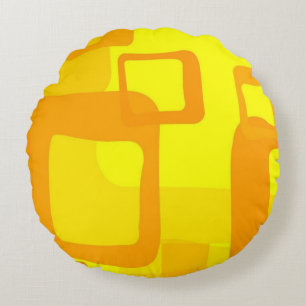 Cojín Redondo Flujo Vibrante de Sol – Formas de Arte Abstracto M