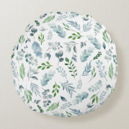 Cojín Redondo Foliage de eucalipto azul verde verde azul