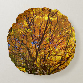 Cojín Redondo Follaje Amarillo de Otoño