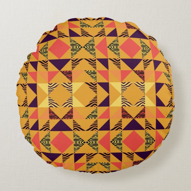 Cojín Redondo Fondo abstracto del patrón triangular sin brillo c (Anverso)