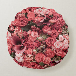 Cojín Redondo Fondo abstracto floral de primer plano.