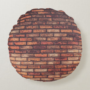 Cojín Redondo fondo antiguo de la textura de la pared de ladrill
