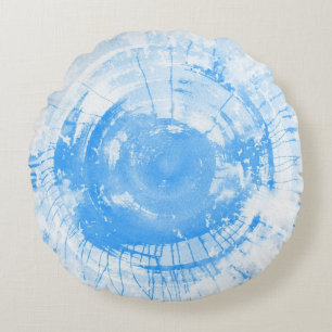 Cojín Redondo Fondo azul abstracto de la acuarela, textura