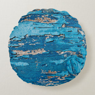 Cojín Redondo Fondo azul de madera