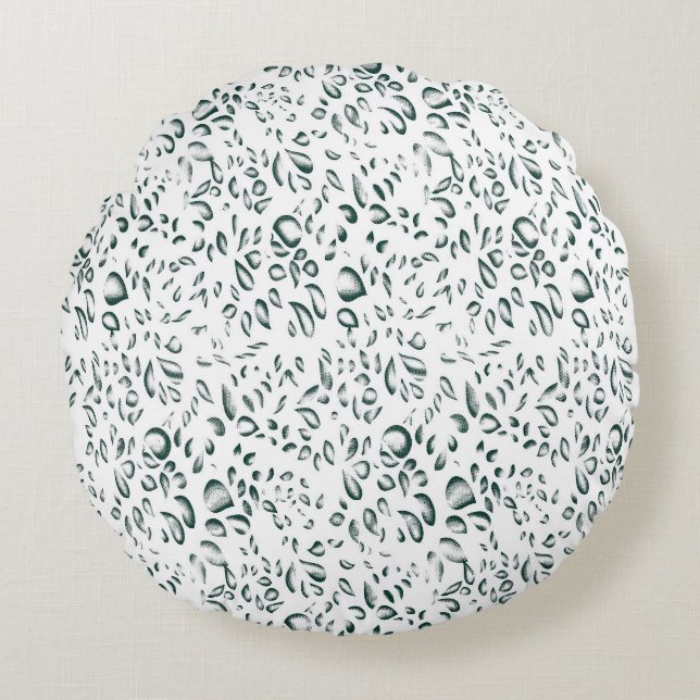 Cojín Redondo fondo blanco con muchas gotas de agua (Anverso)