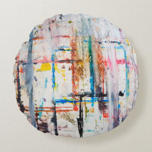 Cojín Redondo Fondo colorido moderno.arte, contemporáneo, modern