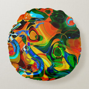 Cojín Redondo fondo colorido y vibrante abstracto de arte, sin i