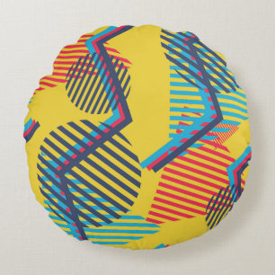 Cojín Redondo Fondo de arte pop, textura geométrica abstracta.