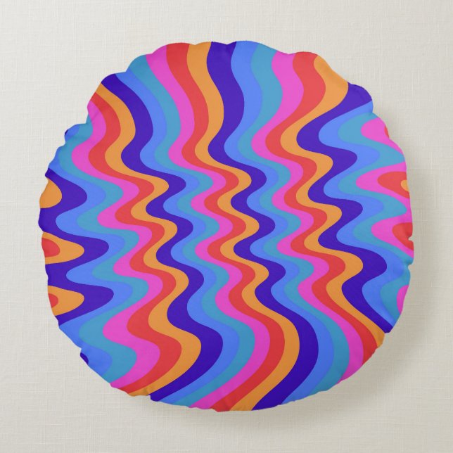 Cojín Redondo Fondo de escritorio Hippie Trippy Retro de los año (Anverso)