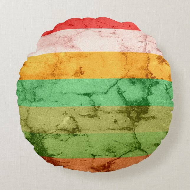 Cojín Redondo Fondo de franjas gruesas del arco iris (Anverso)