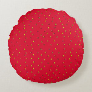 Cojín Redondo Fondo de fresa rojo