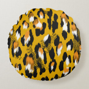 Cojín Redondo Fondo de impresión animal de textura de leopardo