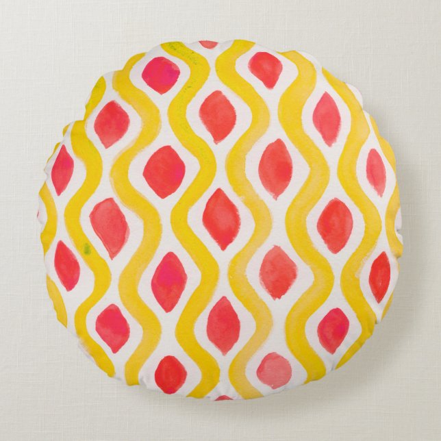 Cojín Redondo Fondo de las acuarelas abstractas (Anverso)