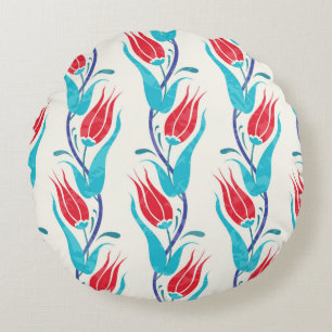 Cojín Redondo Fondo de los tulipanes. Motif turco tradicional. c