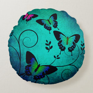 Cojín Redondo Fondo de mariposas de textura