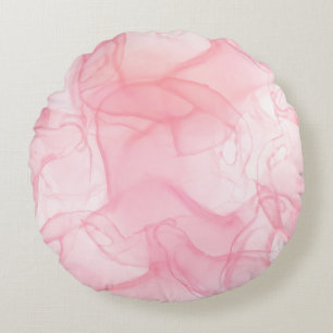 Cojín Redondo Fondo de mármol rosa, fondo de arte fluido