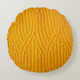 Cojín Redondo Fondo de materia textil de punto amarillo