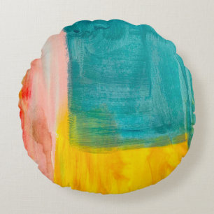 Cojín Redondo Fondo De Pintura De Arte Abstracto Colorido. Moder