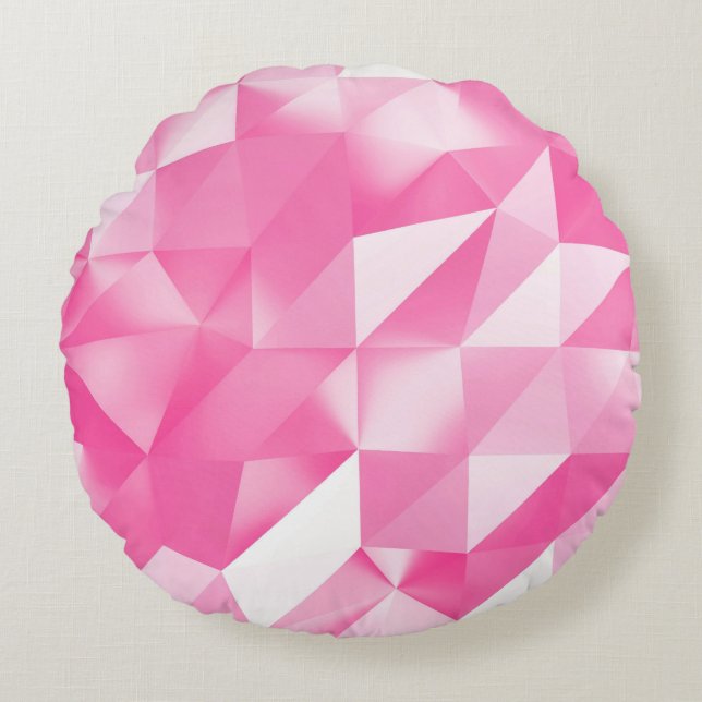 Cojín Redondo Fondo de polígono rosa: representación 3D abstract (Anverso)