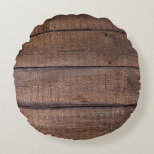 Cojín Redondo Fondo de tablas de árbol