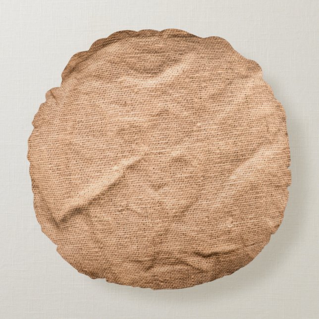 Cojín Redondo Fondo de tela marrón antiguo (Anverso)