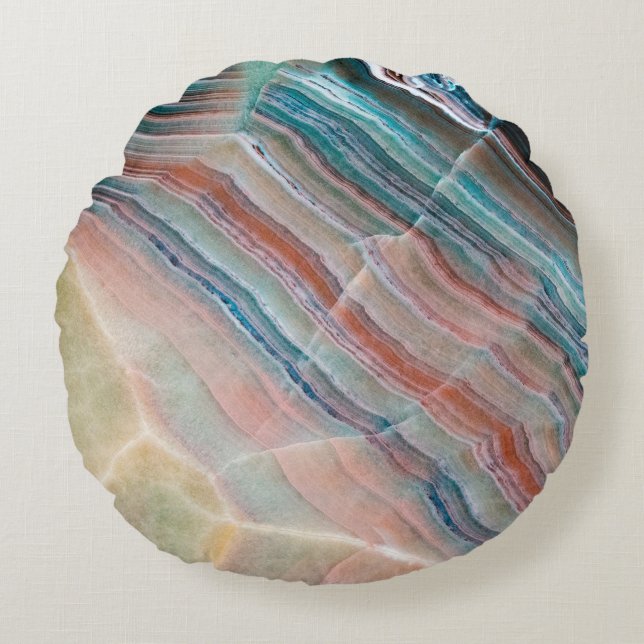 Cojín Redondo fondo de textura de mármol onix de piedra natural (Anverso)