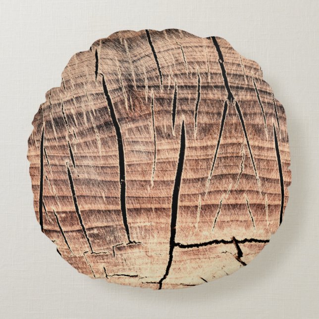 Cojín Redondo fondo de un stumpabstracto de madera, edad, enveje (Anverso)