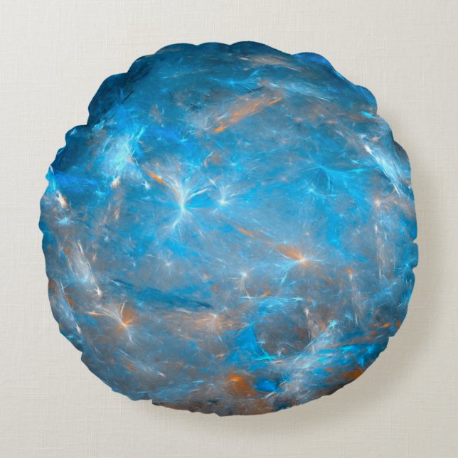 Cojín Redondo Fondo del espacio futurista, abstracto,ligar (Anverso)