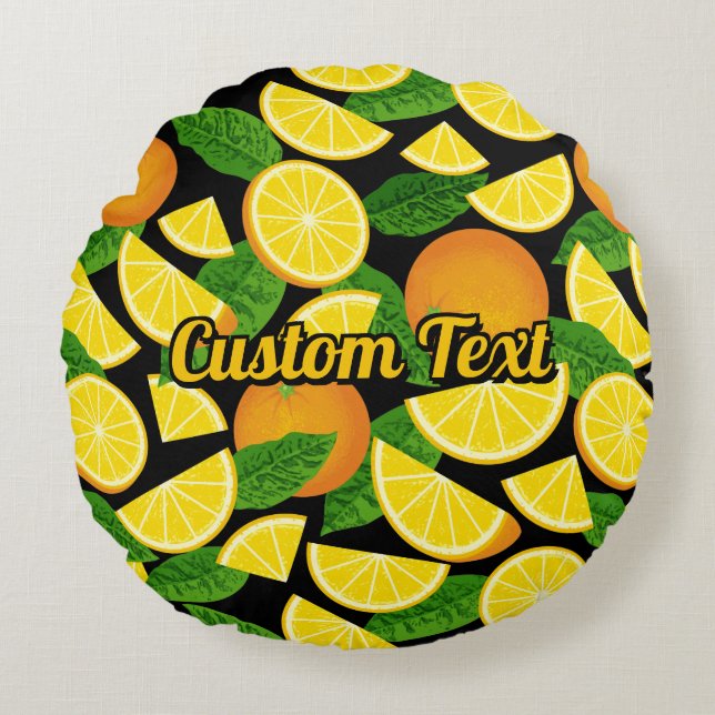 Cojín Redondo Fondo del naranja (Anverso)